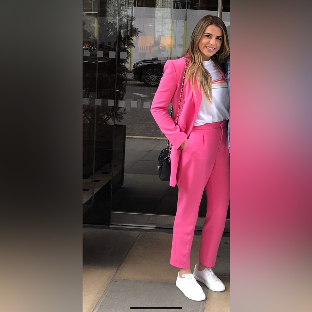 Zara Two Piece Blazer and Pant Pink Set